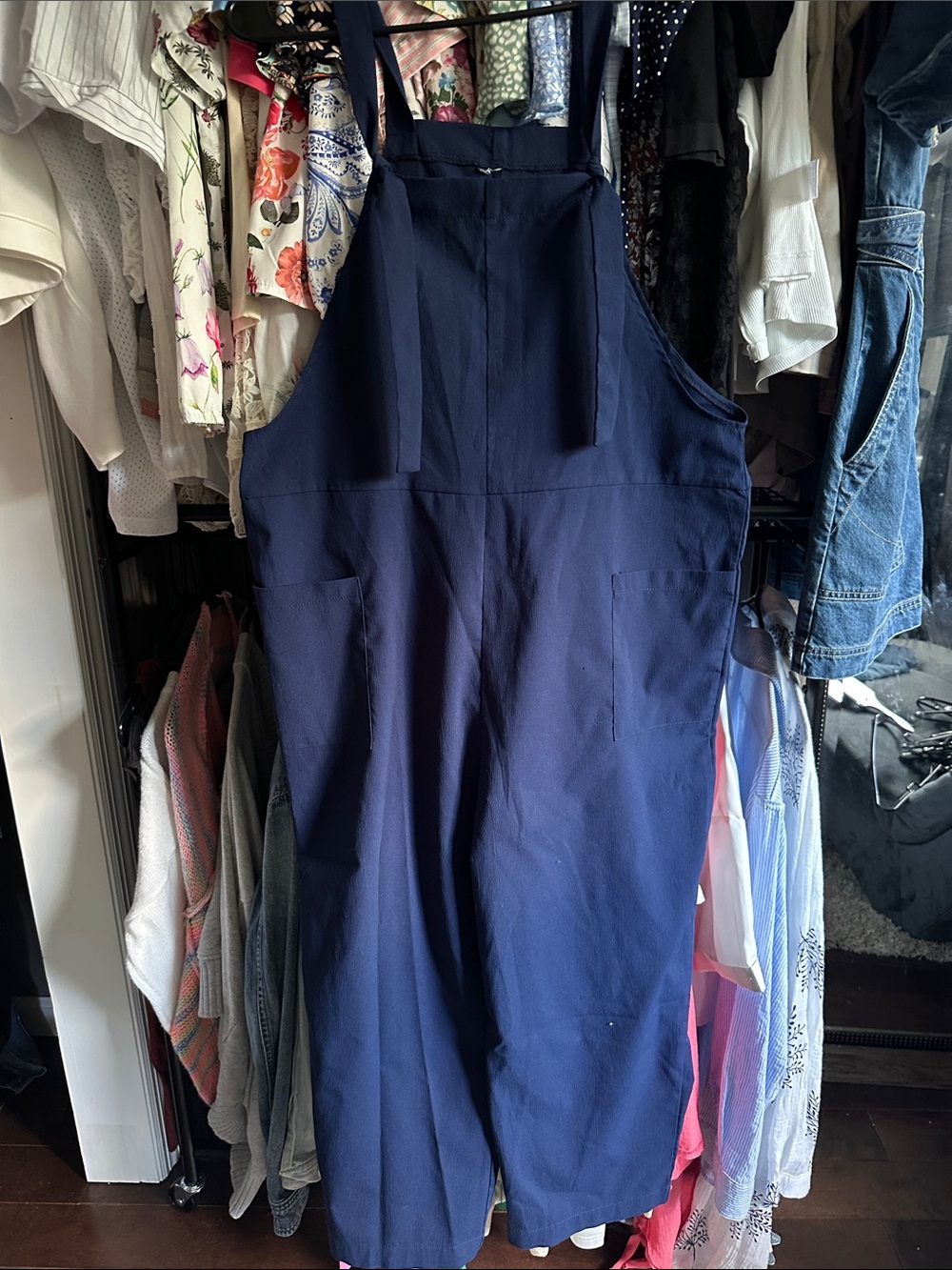 Navy Blue Wide-Leg Overalls Jumper